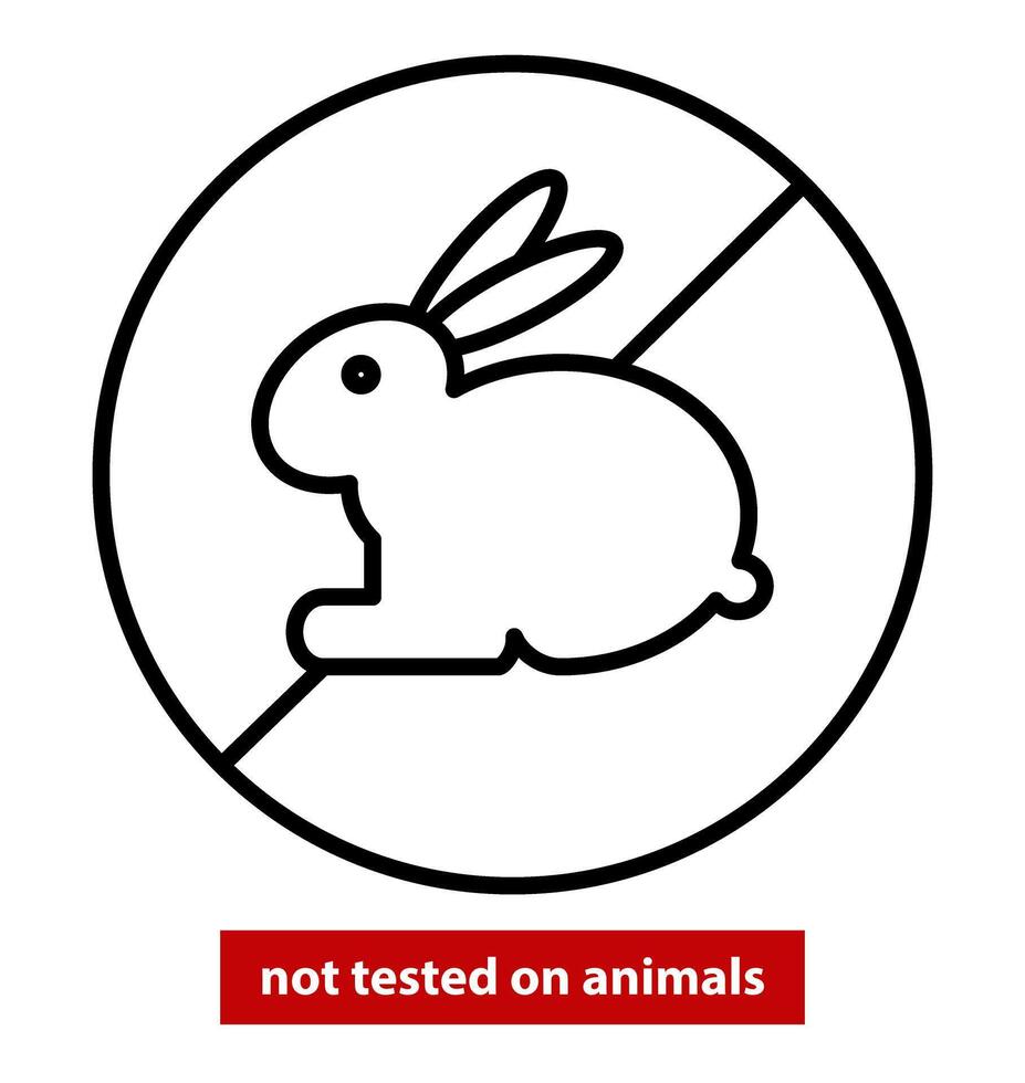 no probado en animales icono. no probado símbolo. crueldad gratis laboratorio producto etiqueta. aislado vector ilustración. editable ataque.