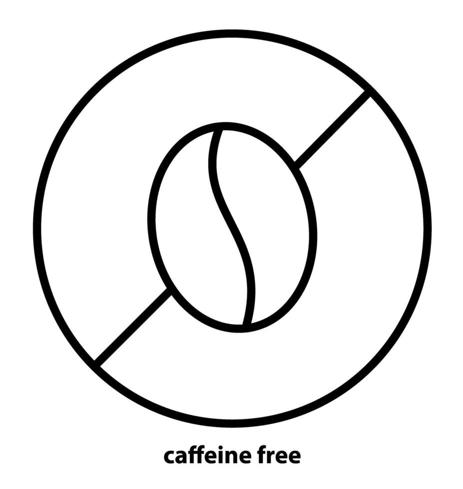 Caffeine free icon sign. Line art style design isolated on white background. Isolated coffee beans vector design. Eco, healthy, organic sign. Editable Stroke.