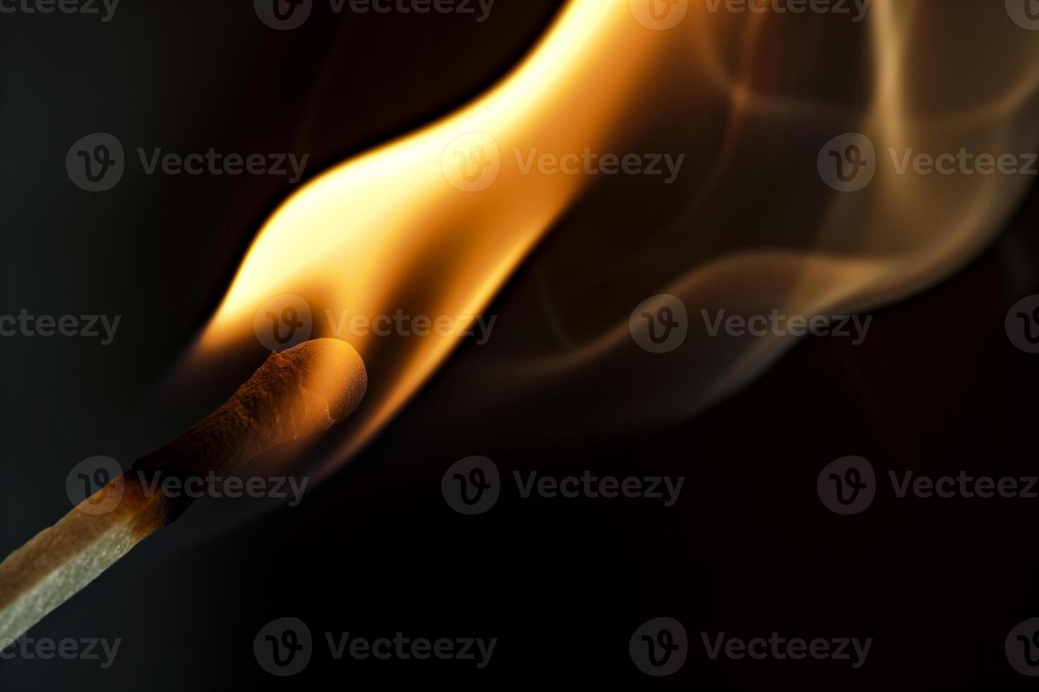 AI generated burning match close-up on a dark background photo