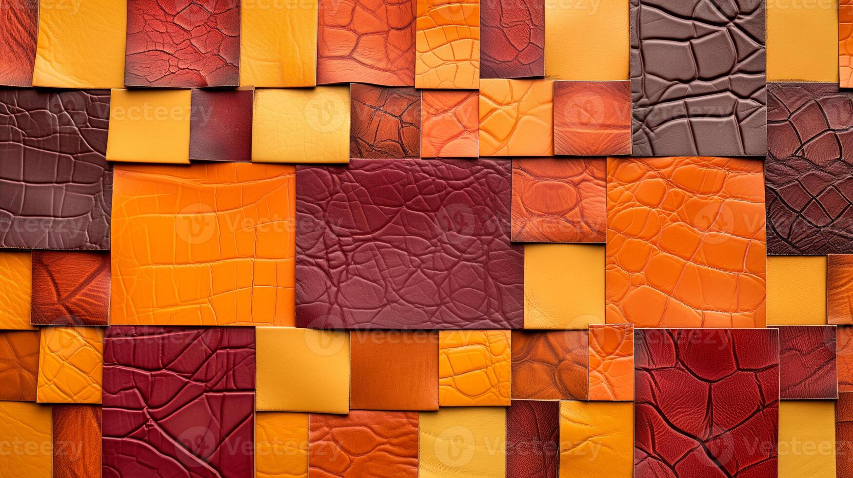 AI generated Red orange, yellow, burgundy leather texture background. Abstract pattern of colorful leather texture. photo