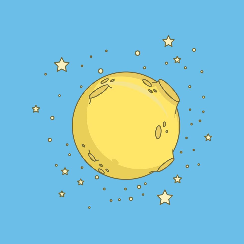 dibujos animados ilustración de el Luna y estrellas en el cielo vector