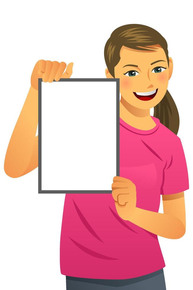 a vector illustration of young girl with a blank area