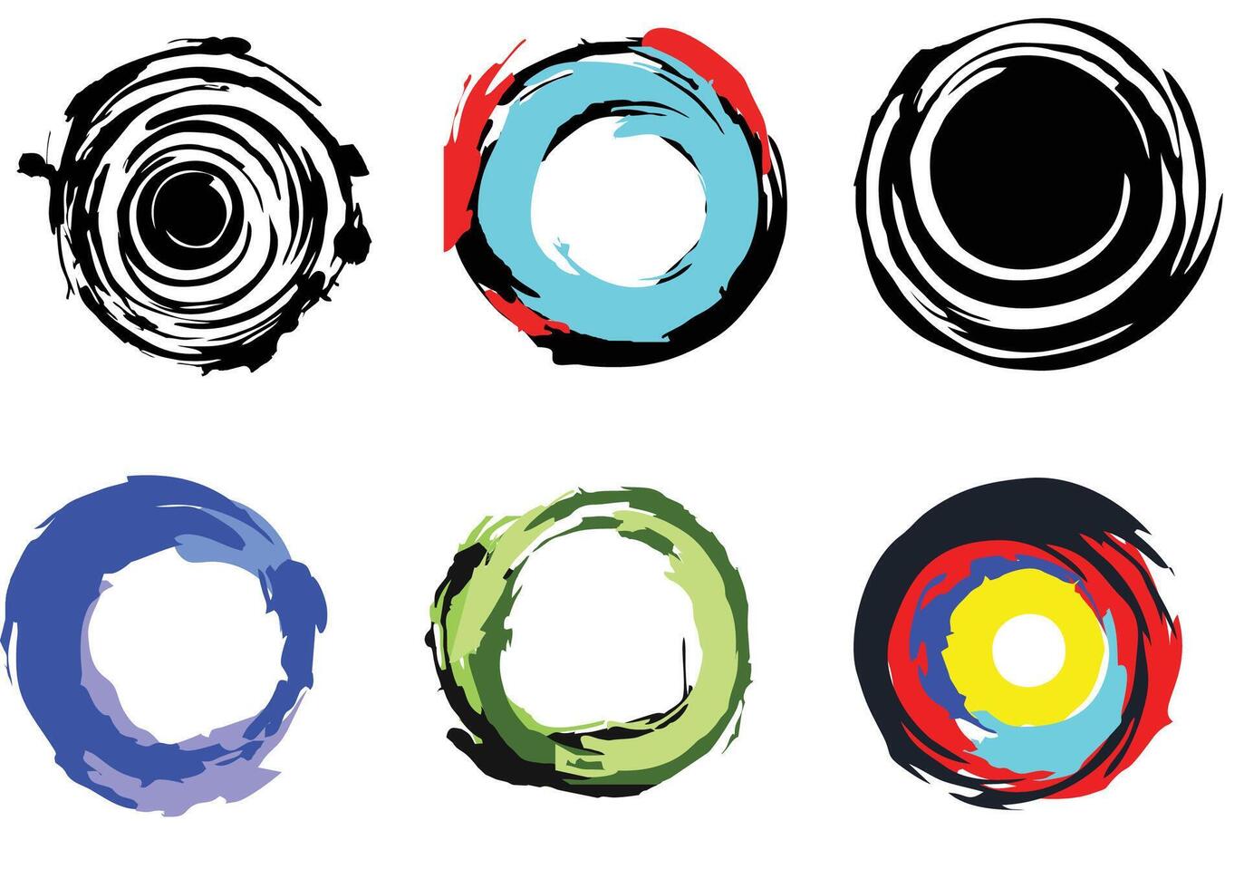 round brush painted ink stamp circle banner vector