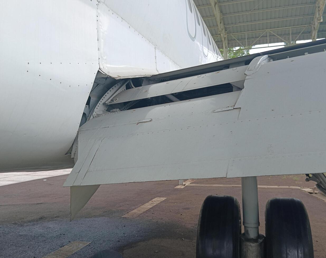 an airplane in the hangar photo