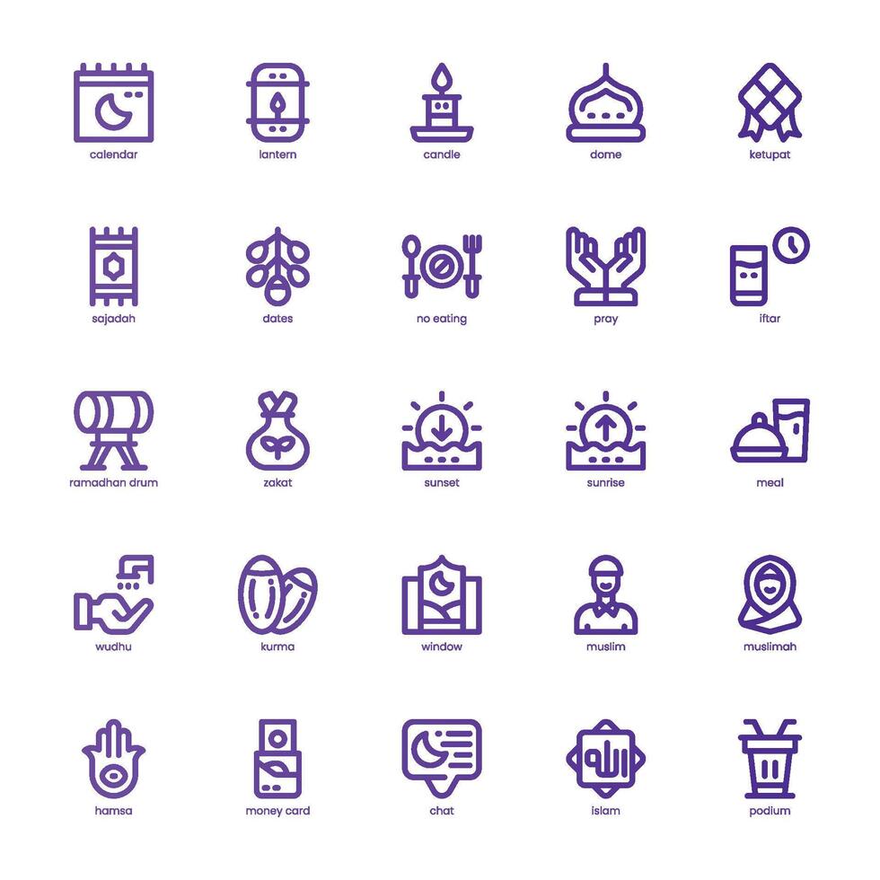 Eid and Ramadan  icon pack for your website, mobile, presentation, and logo design. Eid and Ramadan  icon basic line gradient design. Vector graphics illustration and editable stroke.