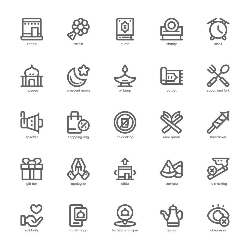 Eid and Ramadan  icon pack for your website, mobile, presentation, and logo design. Eid and Ramadan  icon outline design. Vector graphics illustration and editable stroke.