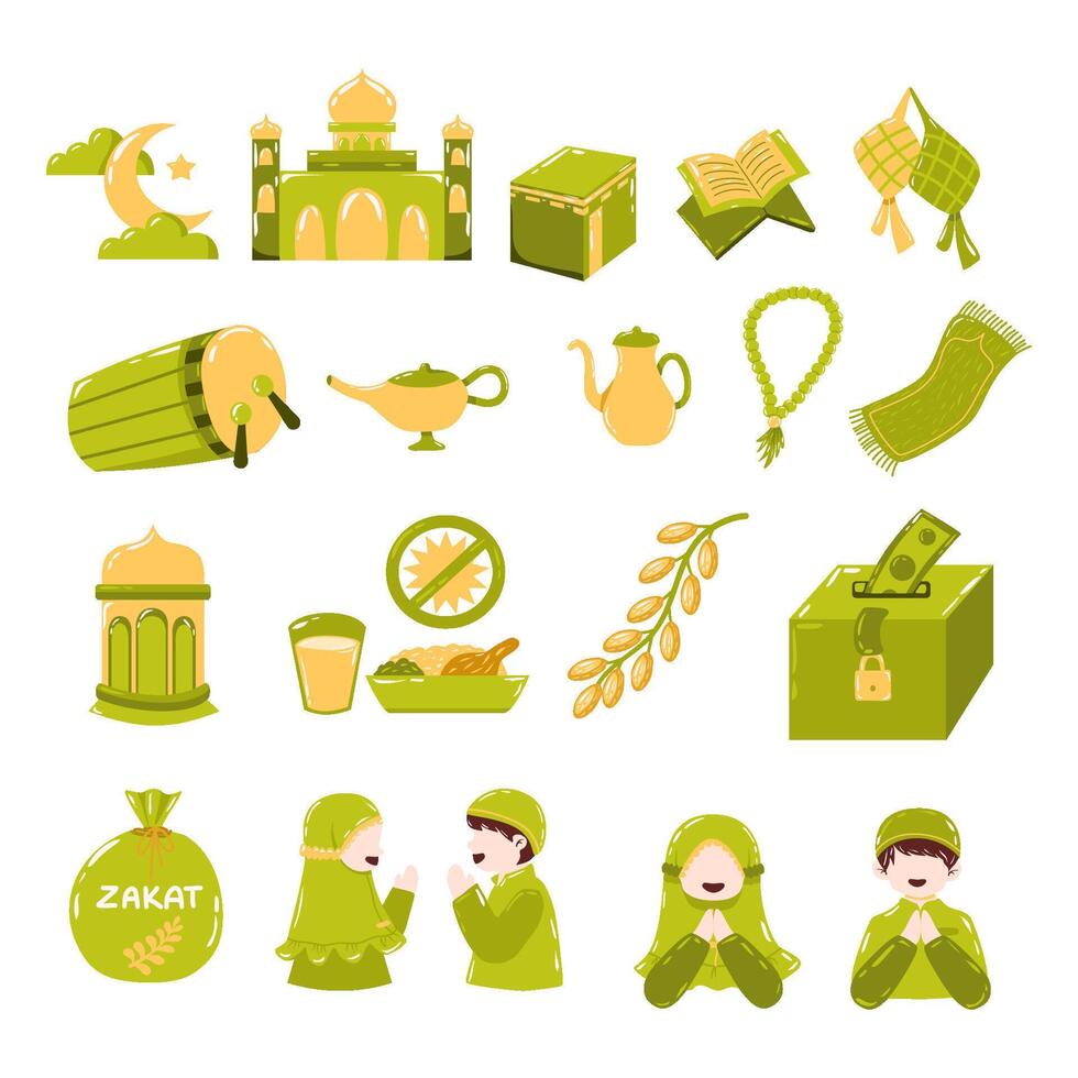 Green Ramadan Islamic Doodle Vector