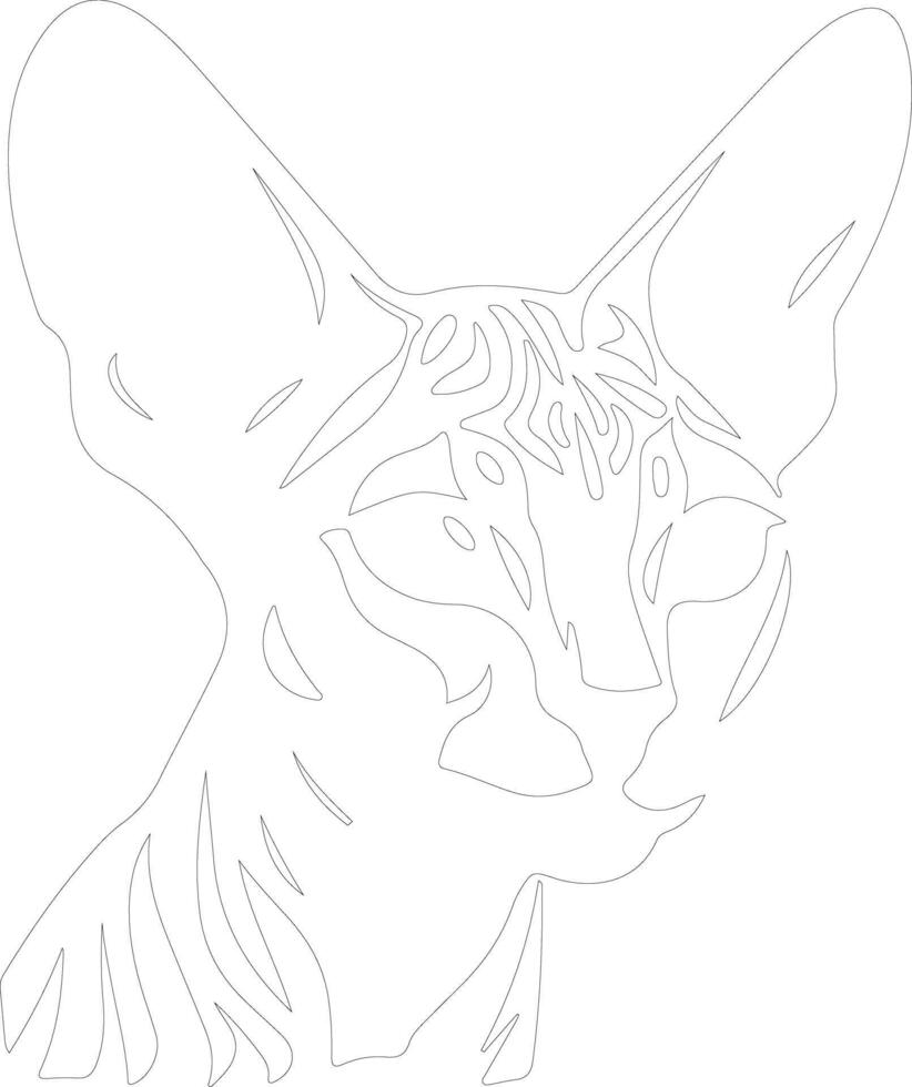 Donskoy Don Sphynx Cat  outline silhouette vector