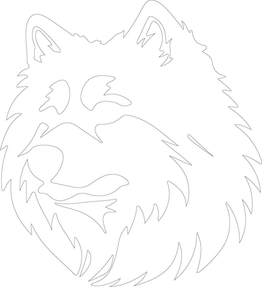 Eskimo Dog  outline silhouette vector