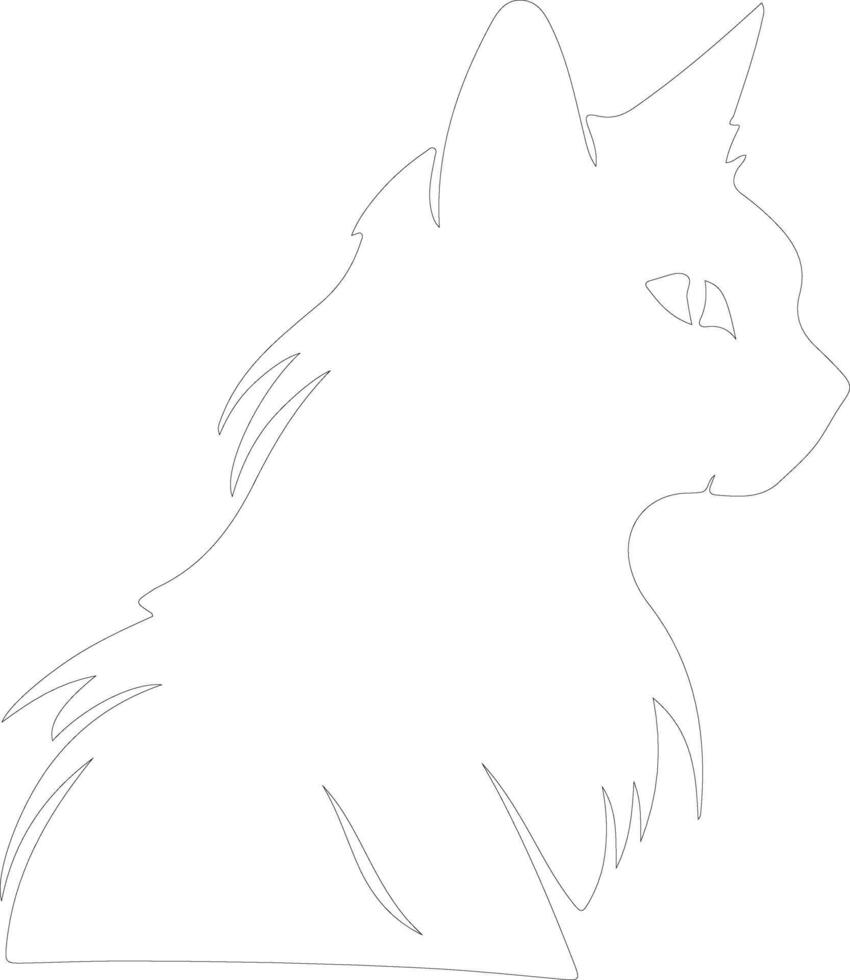 Cymric Cat  outline silhouette vector