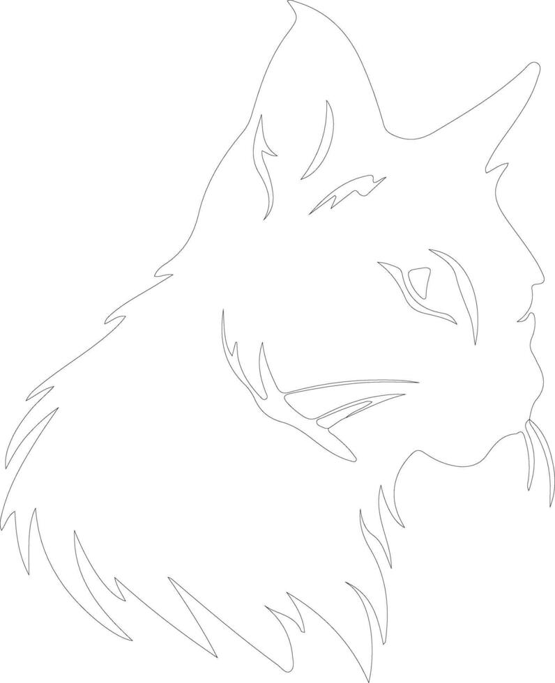Cymric Cat  outline silhouette vector