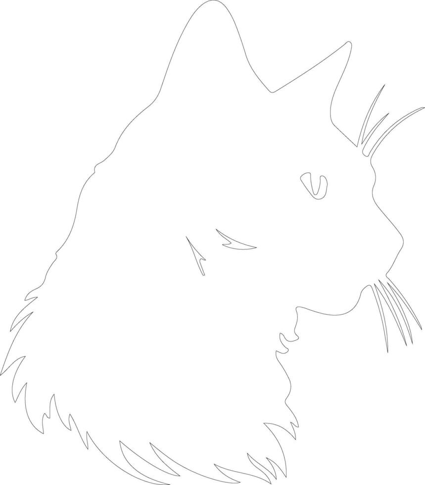 Cymric Cat  outline silhouette vector