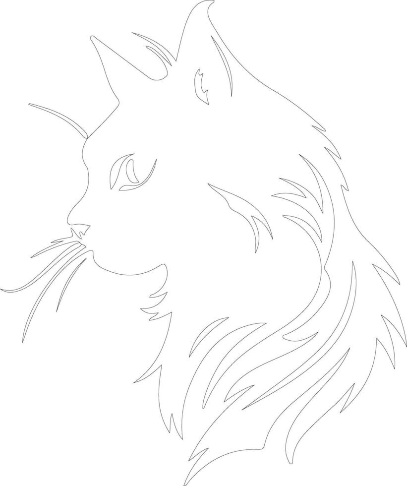 Cymric Cat  outline silhouette vector