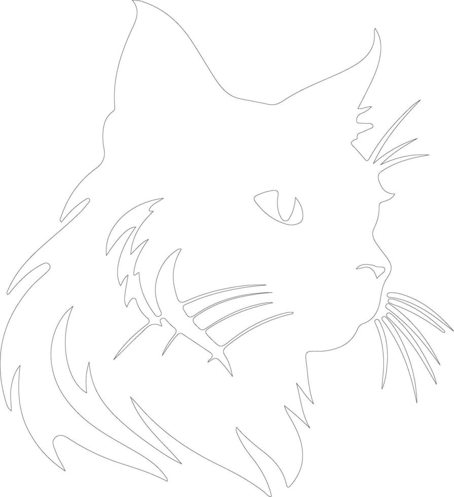 Cymric Cat  outline silhouette vector