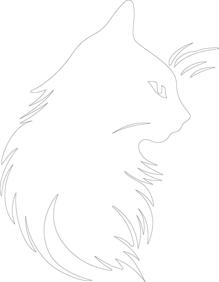 Cymric Cat  outline silhouette vector