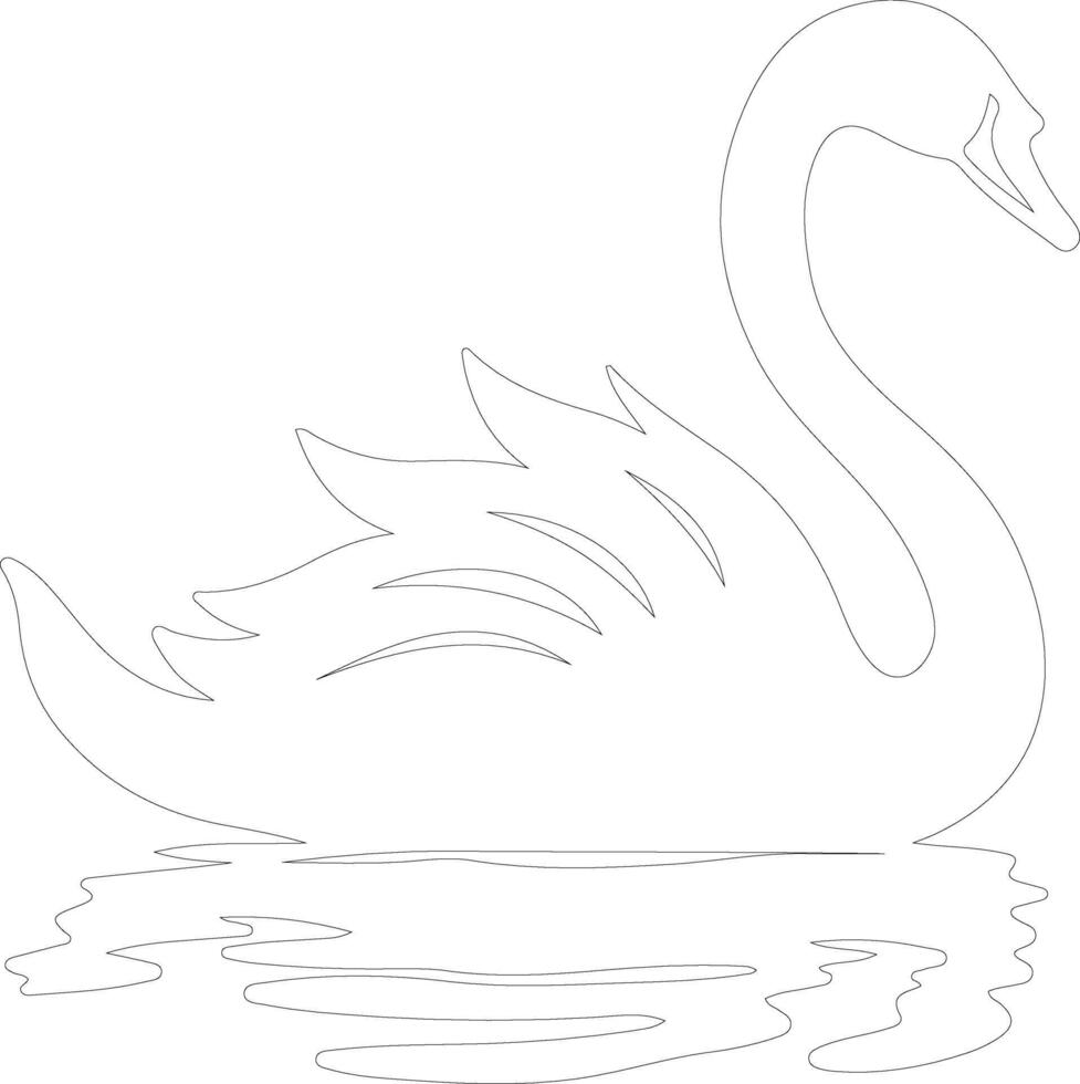 black swan  outline silhouette vector