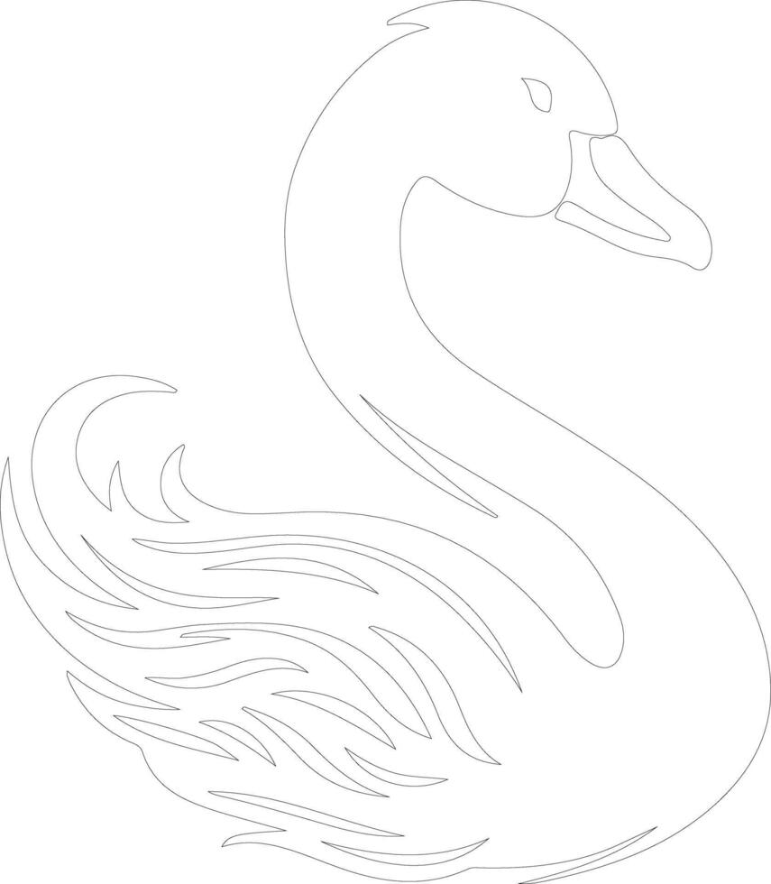 black swan outline silhouette vector