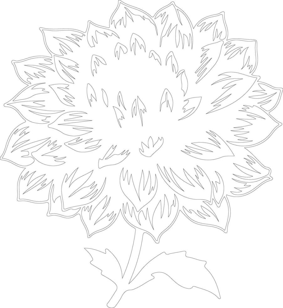 AI generated dahlia  outline silhouette vector