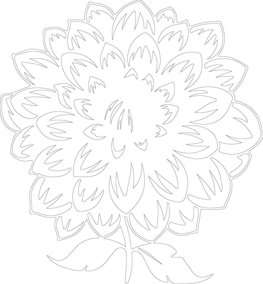 AI generated dahlia  outline silhouette vector