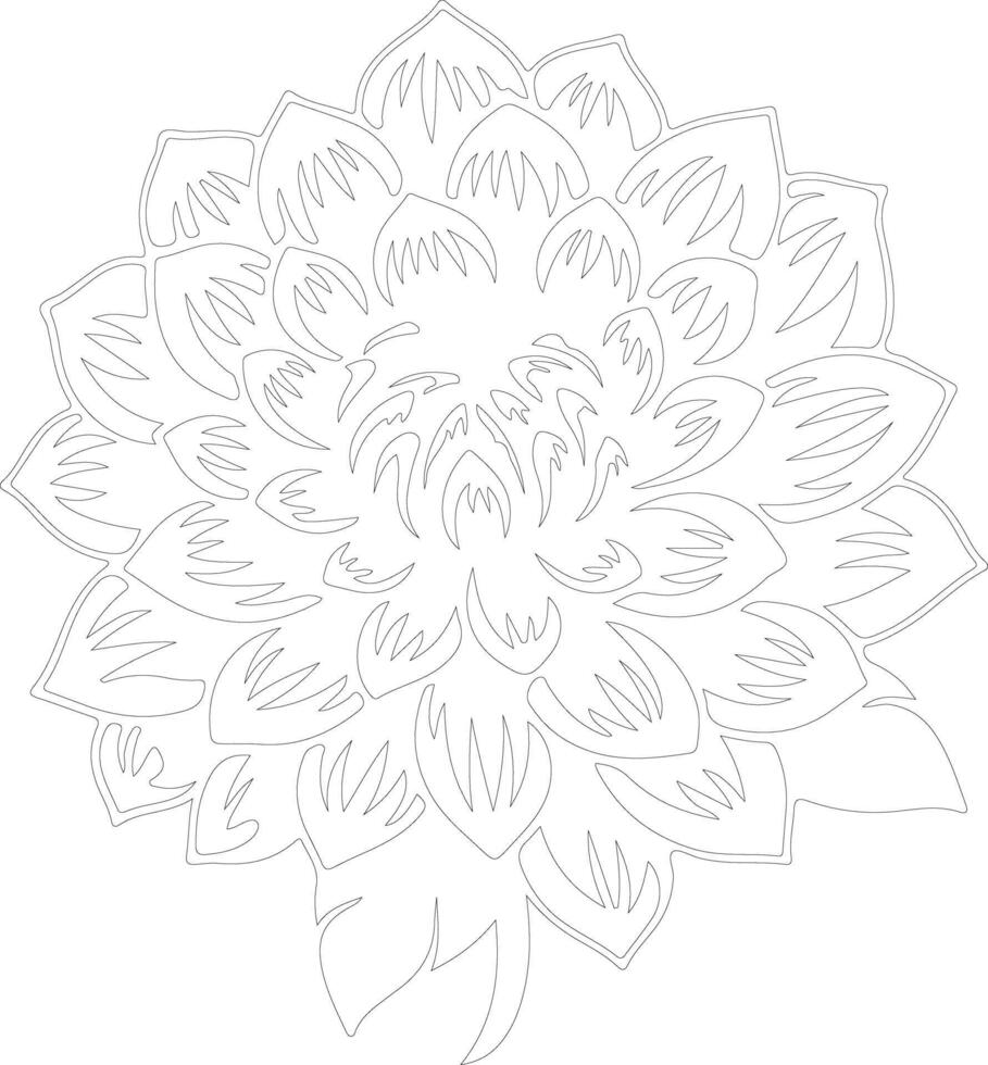 AI generated dahlia  outline silhouette vector