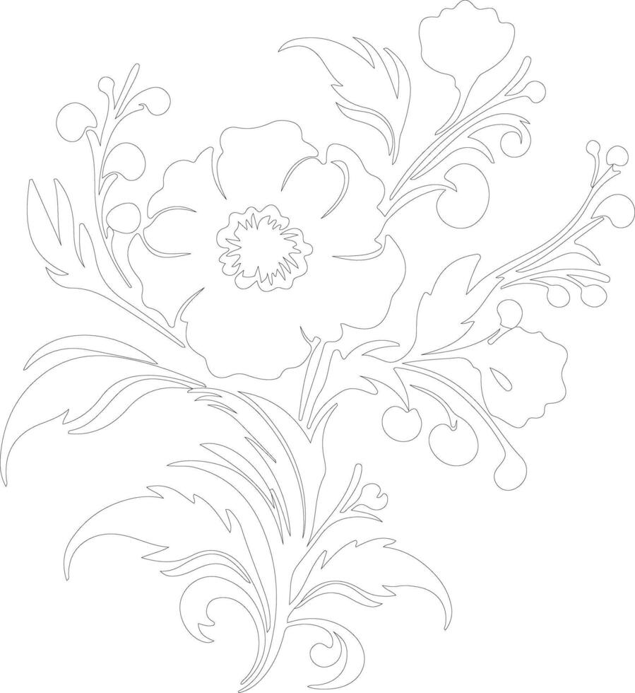 AI generated flower  outline silhouette vector