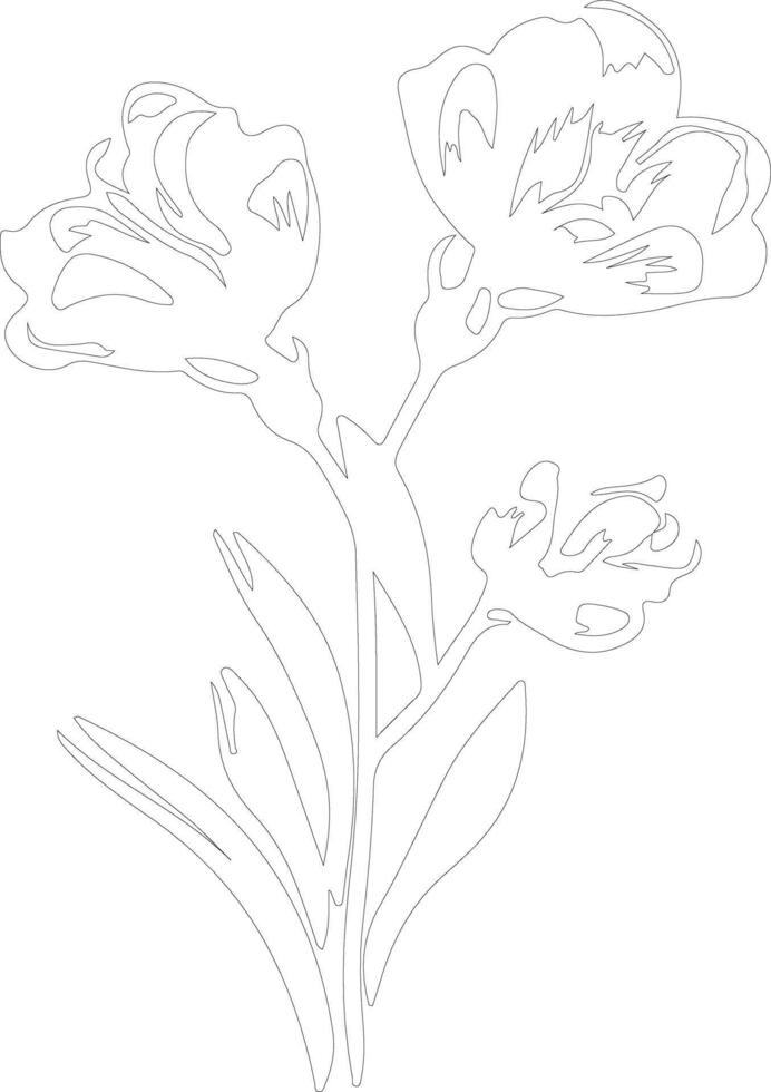 AI generated freesia  outline silhouette vector