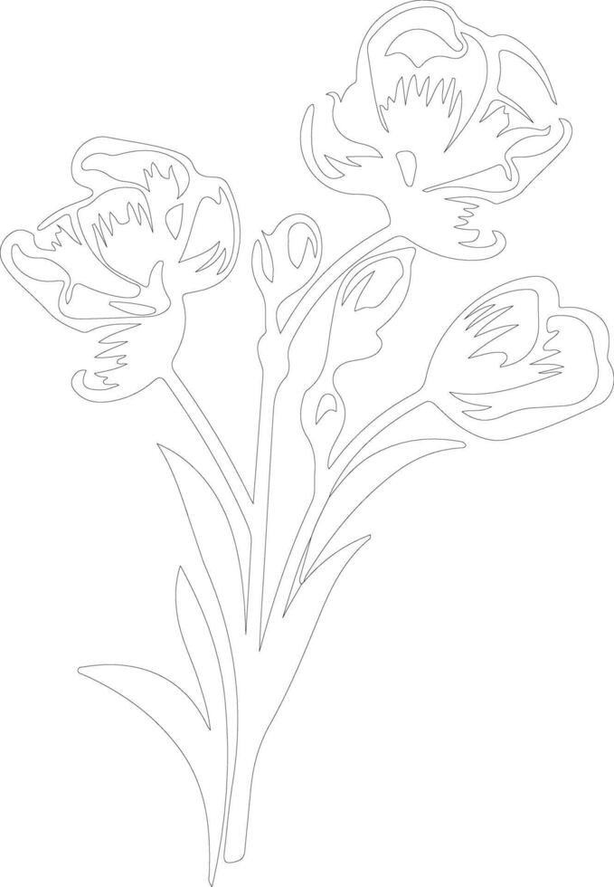 AI generated freesia  outline silhouette vector