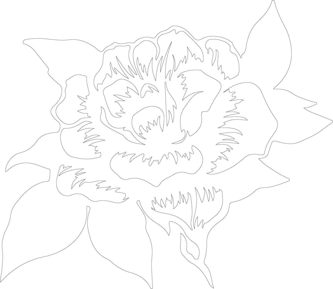 AI generated gardenia  outline silhouette vector