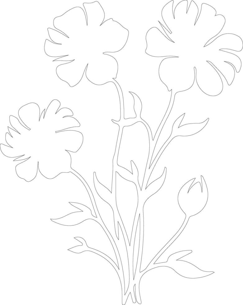 AI generated gillyflower  outline silhouette vector