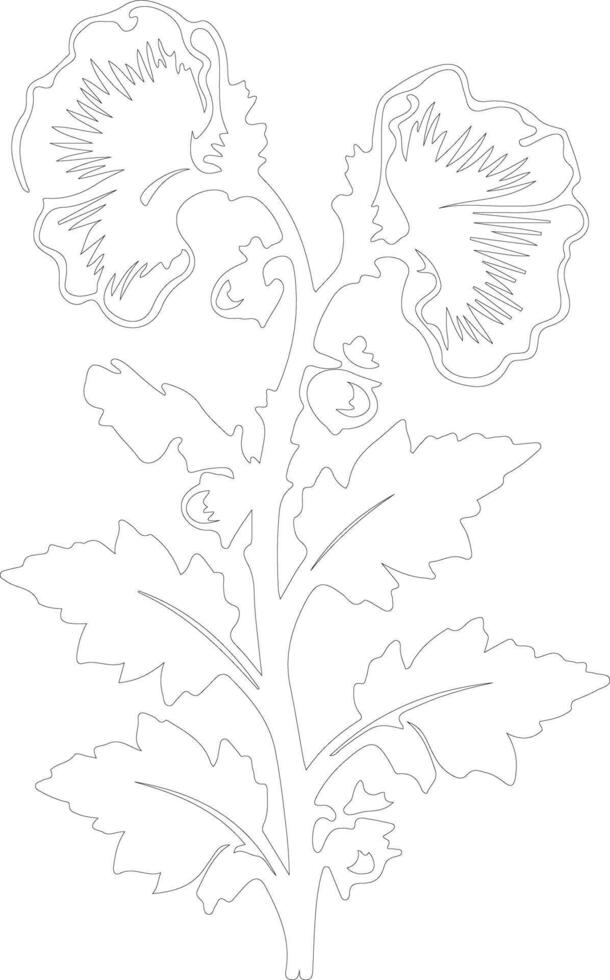 AI generated hollyhock  outline silhouette vector