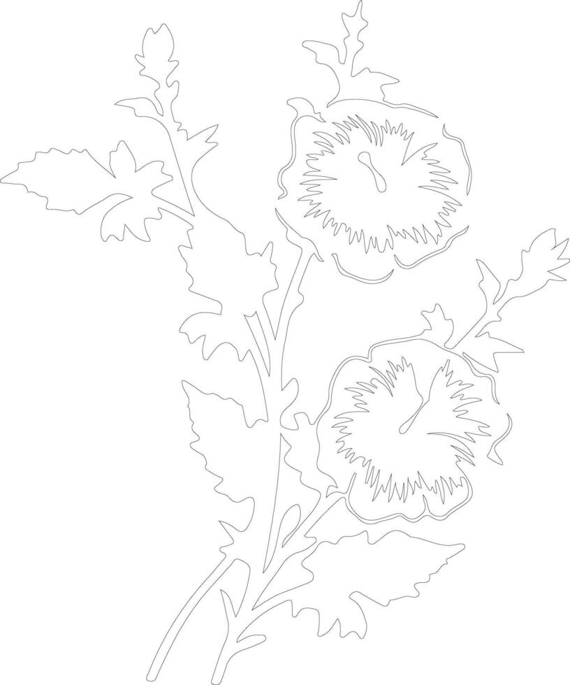 AI generated hollyhock  outline silhouette vector