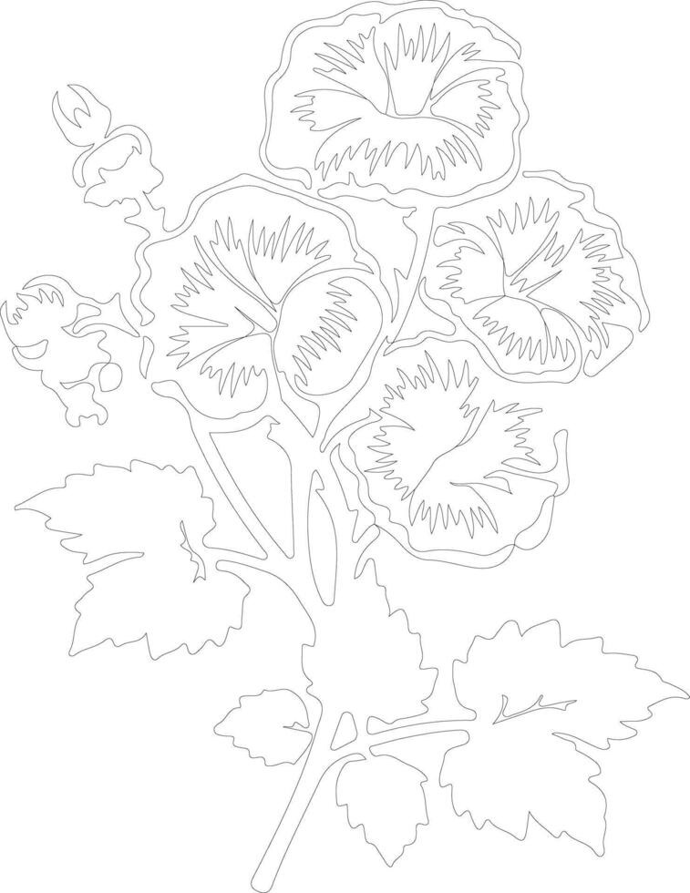 AI generated hollyhock  outline silhouette vector