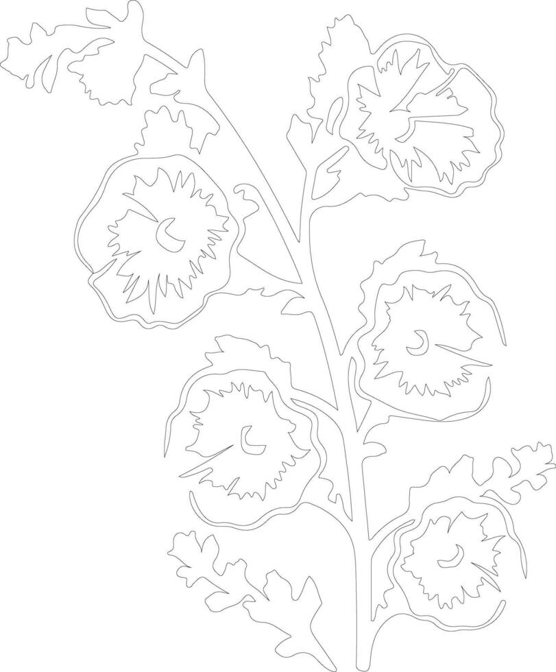 AI generated hollyhock outline silhouette vector