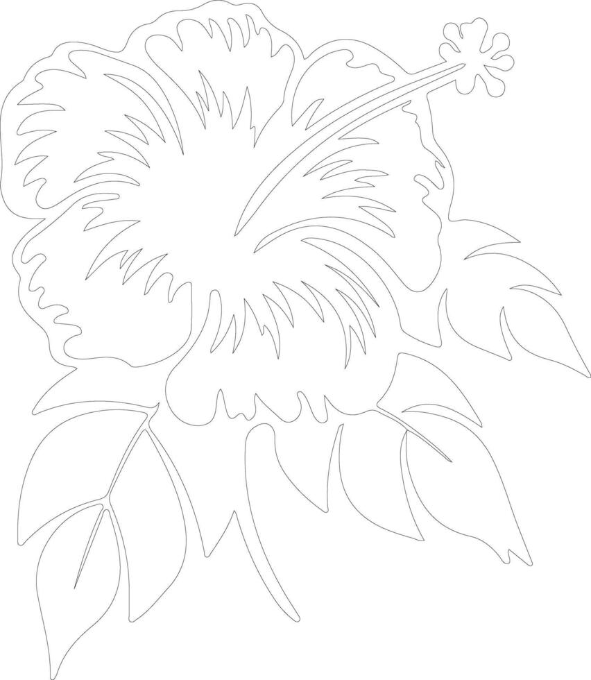 AI generated hibiscus  outline silhouette vector