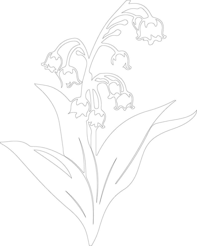 AI generated lily-of-the-valley  outline silhouette vector