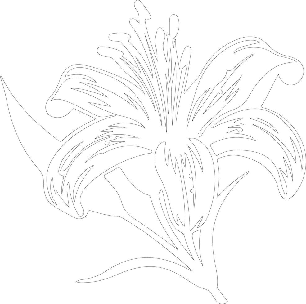 AI generated lily  outline silhouette vector