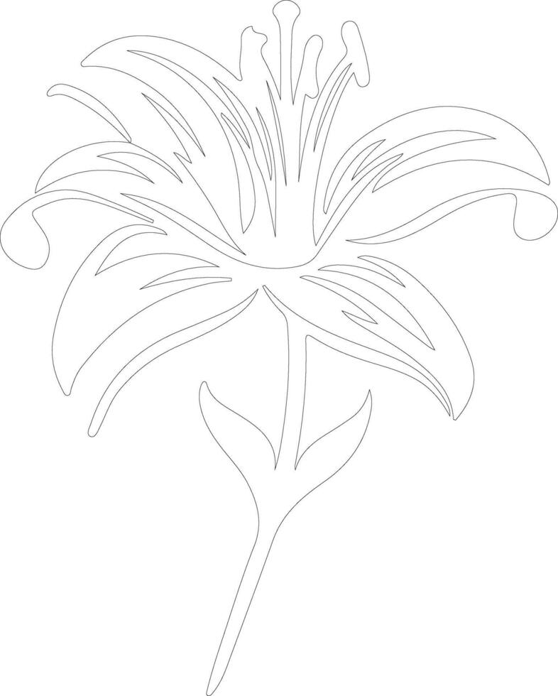 AI generated lily  outline silhouette vector