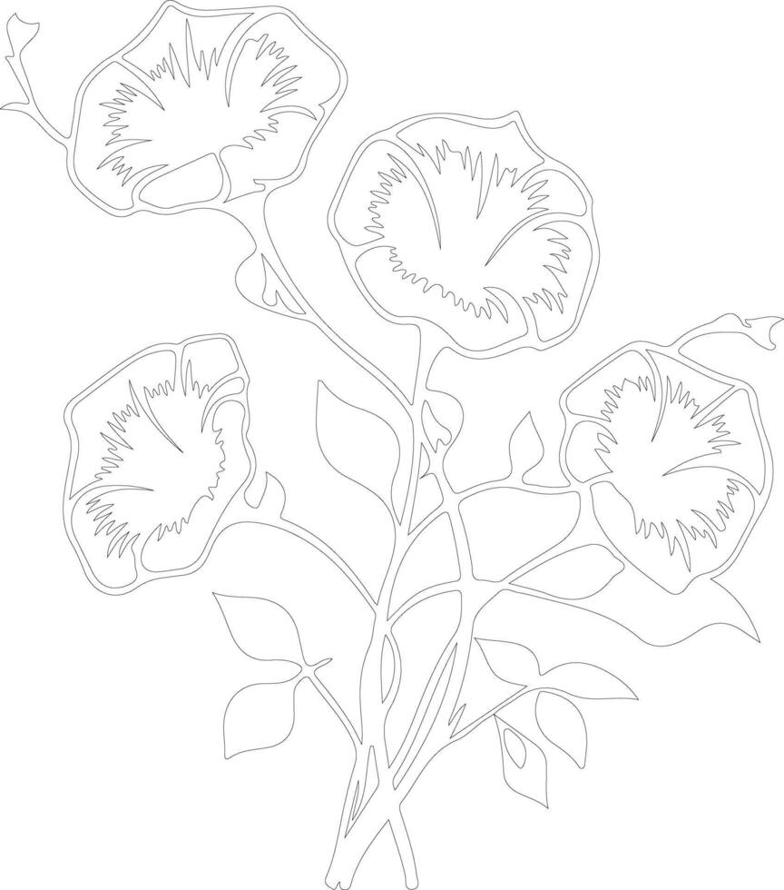 AI generated morning glory outline silhouette vector