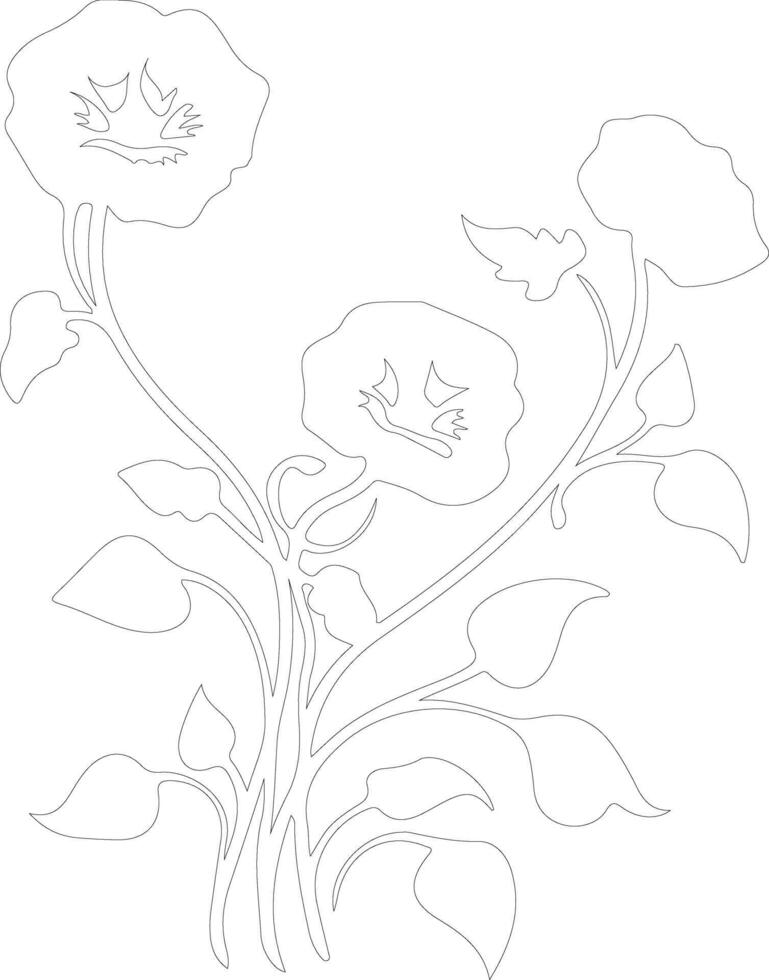 AI generated morning glory  outline silhouette vector