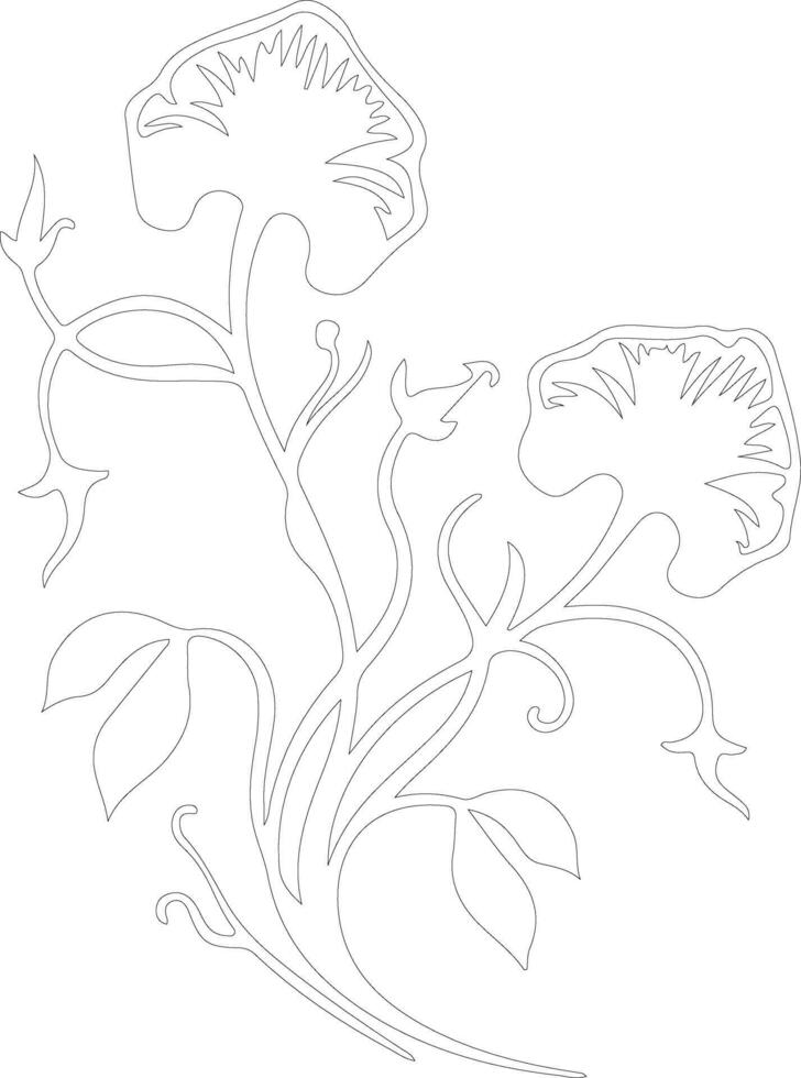 AI generated morning glory  outline silhouette vector