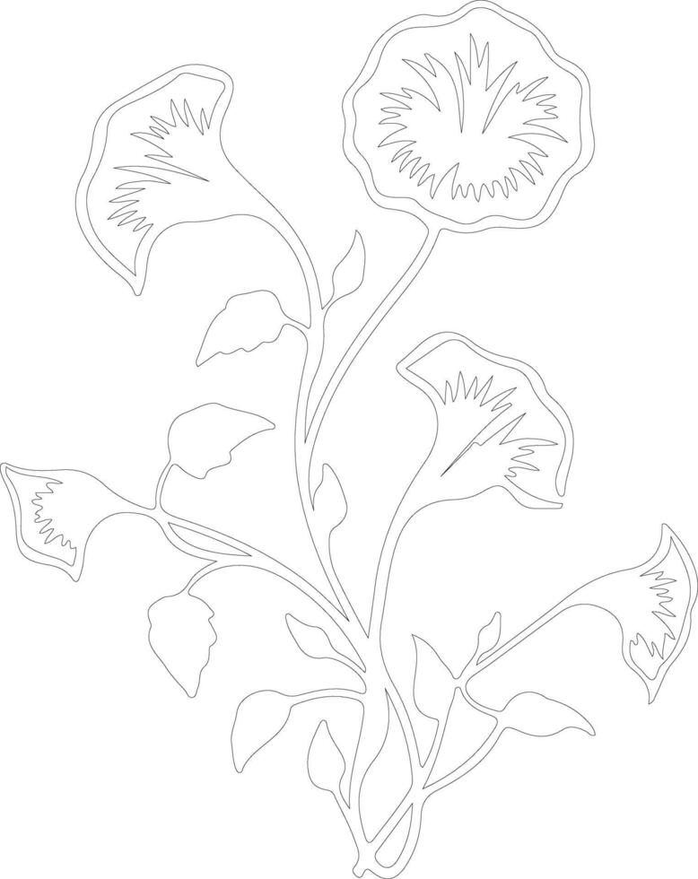 AI generated morning glory  outline silhouette vector