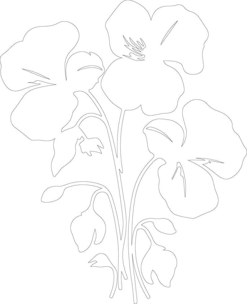 AI generated nasturtium  outline silhouette vector
