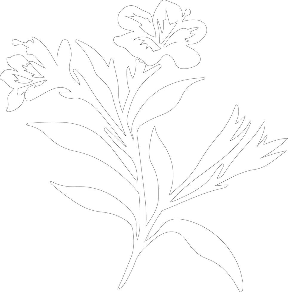 AI generated oleander  outline silhouette vector