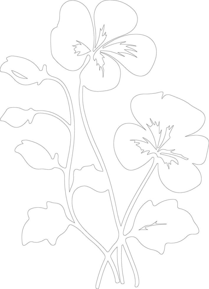 AI generated nasturtium  outline silhouette vector