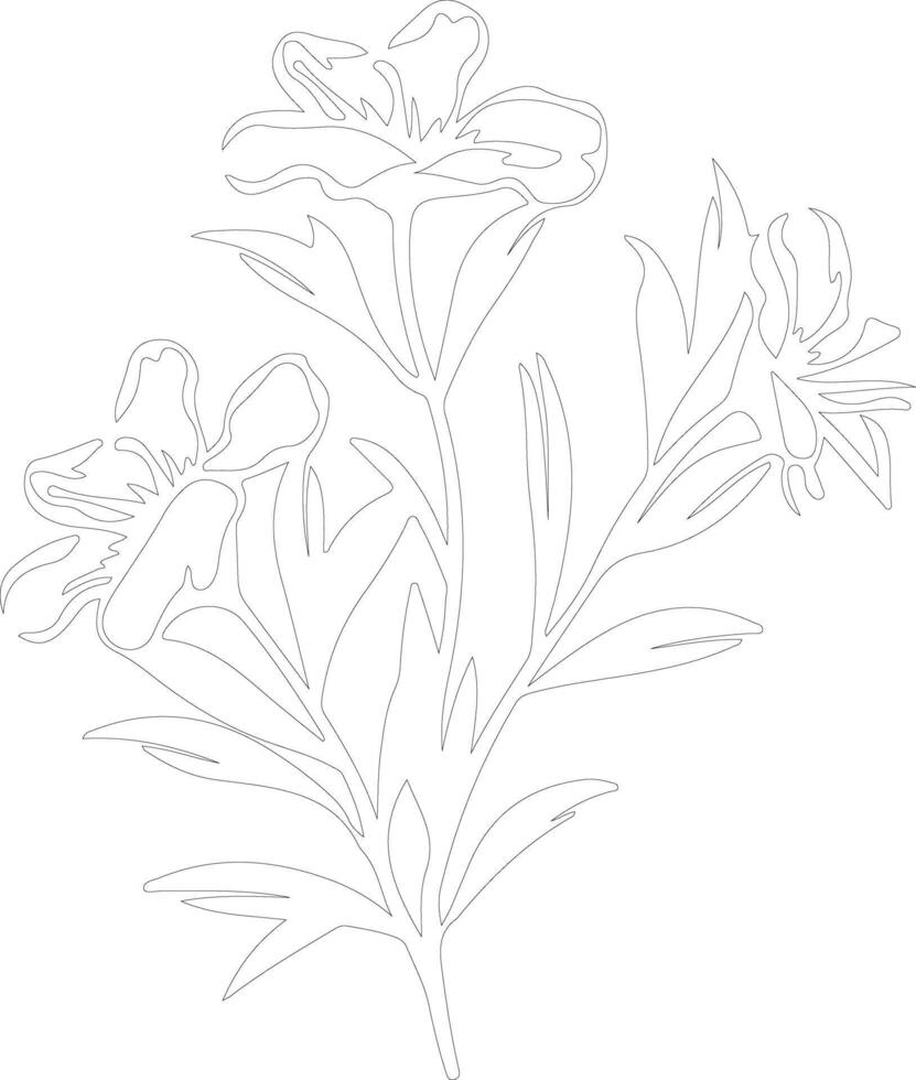 AI generated oleander  outline silhouette vector