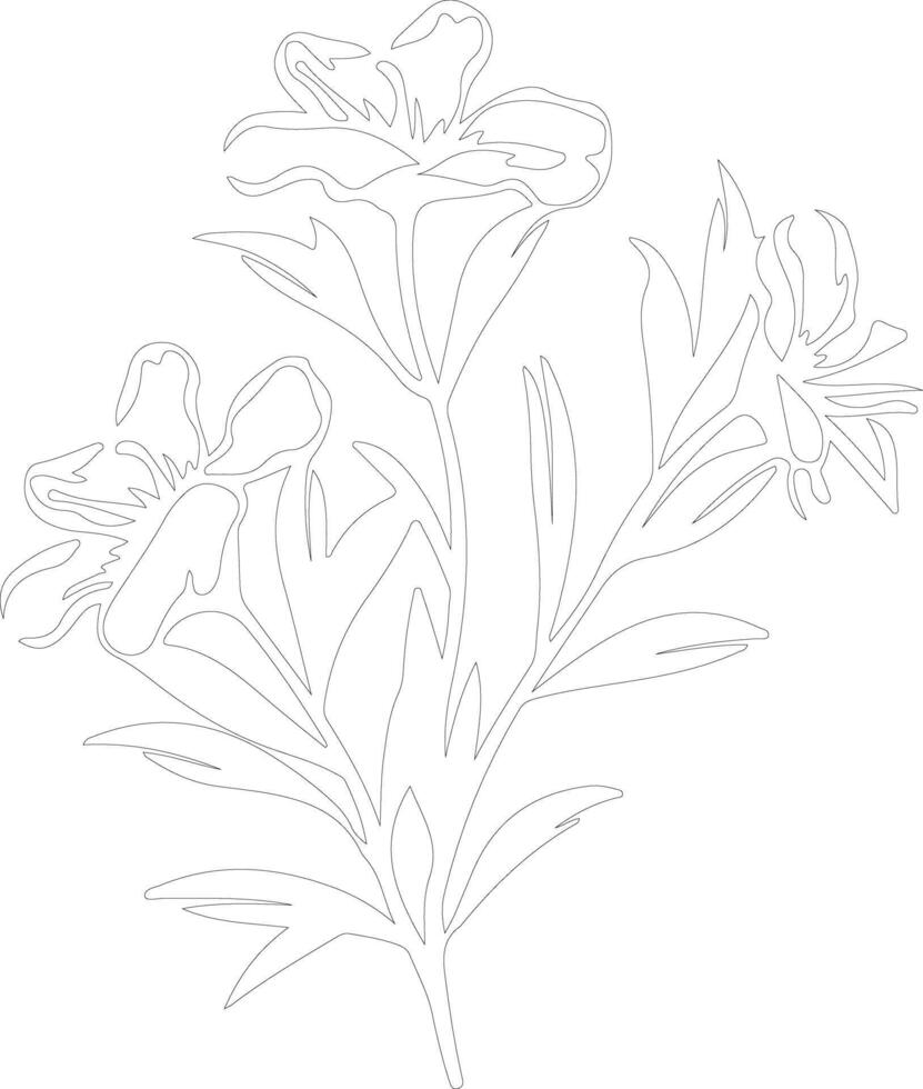 AI generated oleander  outline silhouette vector