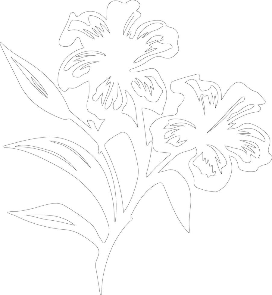 AI generated oleander  outline silhouette vector