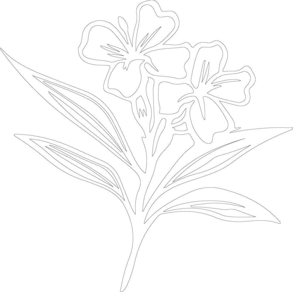 AI generated oleander  outline silhouette vector