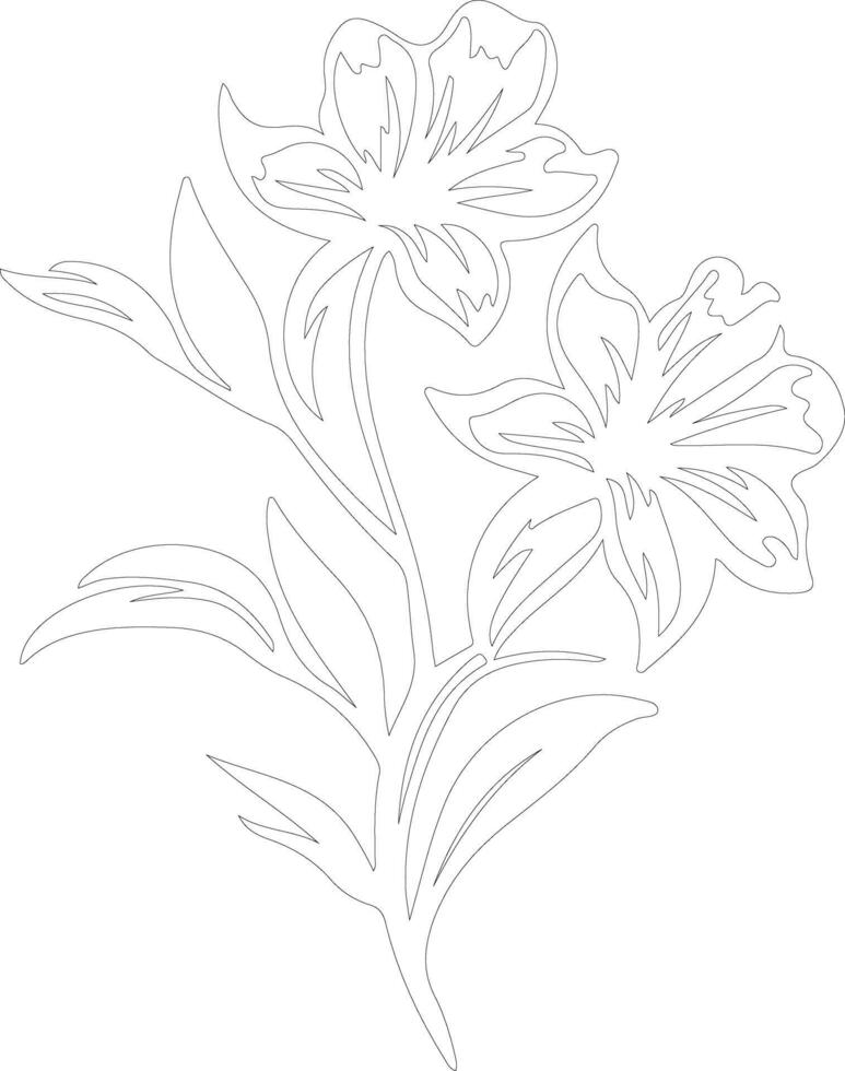 AI generated oleander  outline silhouette vector