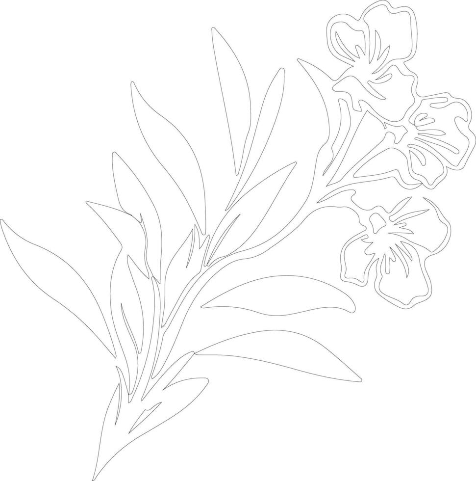 AI generated oleander  outline silhouette vector